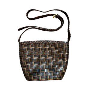 VTG GEM Multicolored Woven Braided Genuine Leather Purse Indie Eclectic Luxe Alt